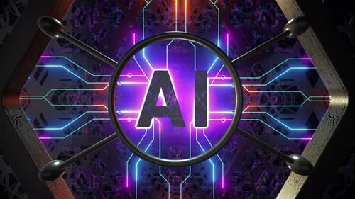 Futuristic AI Technology Reveal with Neon Circuits