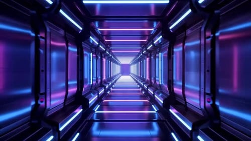 Sci Fi Neon Tunnel Forward Motion VJ Background