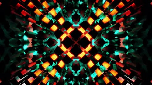 Round Equalizer With Cyan And Orange Neon Color Vj Loop Background