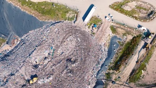 Aerial View of Large Garbage Dump Landfill