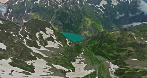 Reservoir with Fresh Water in Swiss Drone Flying Over Beautiful Lake Aerial Drone Swiss Mountain