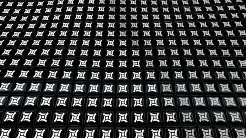 Floating Background with Black Cubes, Unique Design, 3D Render, Exclusive, White Shapes, Reflection