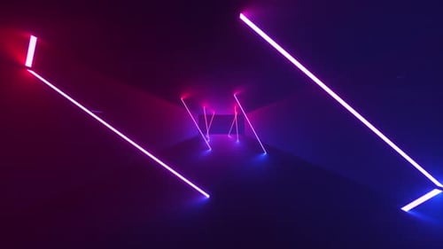 Abstrakte, nahtlose Schleifenanimation von leuchtenden Neonrechtecken, die innerhalb von vorne gedreht werden