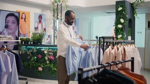 Man Restocks Luxurious Clothing Store