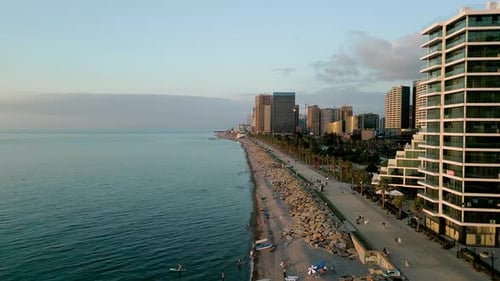 Aerial view of the city of Batumi during the summer in Georgia, Adjara