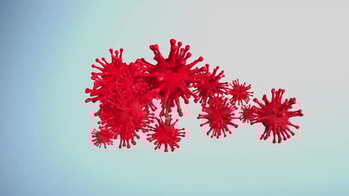 3D Red Viruses Spreading and Multiplying in Medical Animation