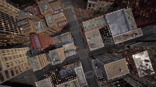 Aerial View of Midtown Manhattan at Sunset
