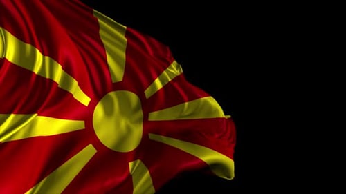 North Macedonia Flag Seamless Waving Loop
