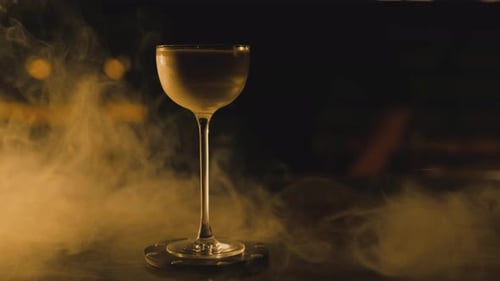 Elegant Cocktail on Bar with Smoke