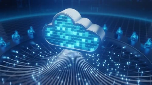 Digitales Cloud-Netzwerk mit abstrakten Menschen