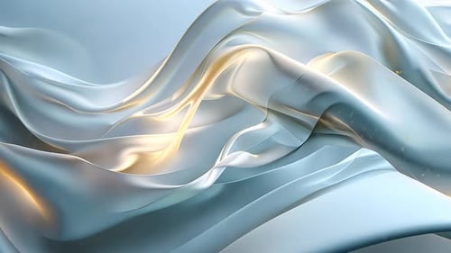 Abstraktes fließendes Stoffdesign mit hellblauen und goldenen Tönen