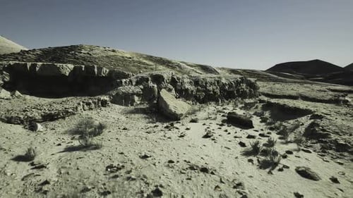 Desert Rocky Landscape Slow Drone View
