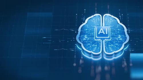 Cerveau IA avec circuits numériques et puce IA sur fond de technologie futuriste