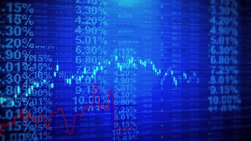 Digitales 3D-Finanzdiagramm: Wert des globalen Aktienmarkthandels