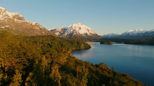 Drone Over Lush Green Forest At Nahuel Huapi Park
