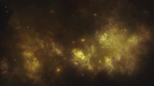 Golden Space Nebula Background with Shimmering Stars