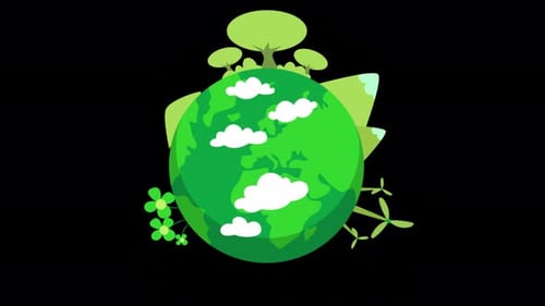 2D Cartoon Green Planet Alpha Channel 4K