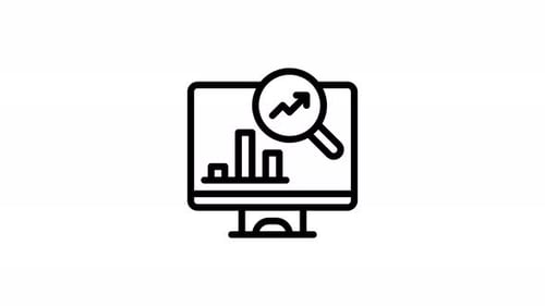 Animated Flat Design Icon of Data Analysis on a Monitor