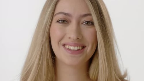 Smiling Woman Portrait with Blonde Hair