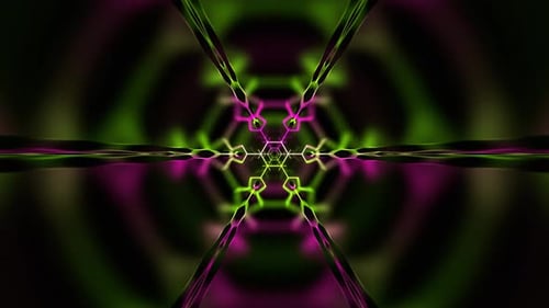 Pink And Light Green Digital Neon Geometric Infinite Cyber Tunnel Background Vj Loop In 4K