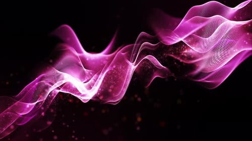 Abstract Pink Glowing Waves Particle Flow Background