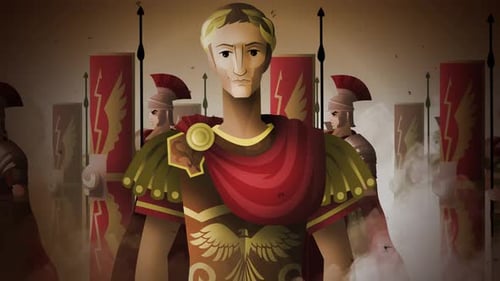 Animated Roman General with Legionaries in Battle Smoke