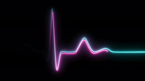 Neon Pink Blue Heartbeat Pulse Line Graphic Design Technology Abstract Medical Health