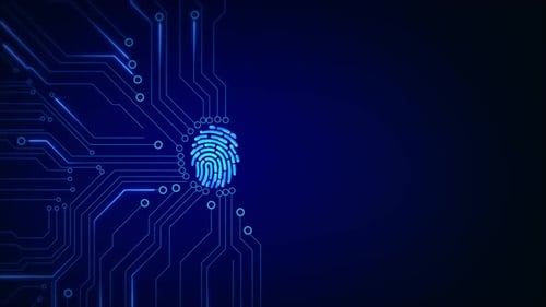 Escáner de huellas dactilares Escáner de tecnología digital biométrica 3D Concepto de ciberseguridad y seguridad de datos