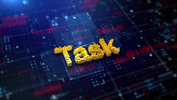 Futuristic Pixel Task Text on Digital Circuit Board Background ...