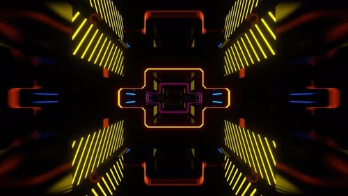 Multicolor Super Cool Sci Fi Neon Digital Tunnel Background Vj Loop In 4K