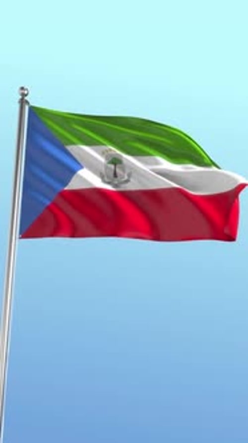 Realistic 3D Equatorial Guinea Flag Waving Loop