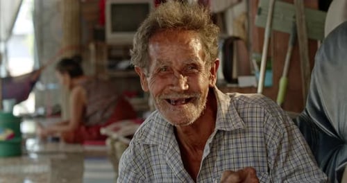Smiling Elderly Man at Home