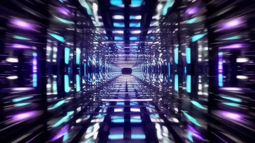 Futuristic Neon Cyberpunk Space Tunnel Motion Loop