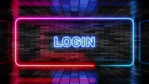 Dynamic Neon Login Sign Animation on Brick Wall