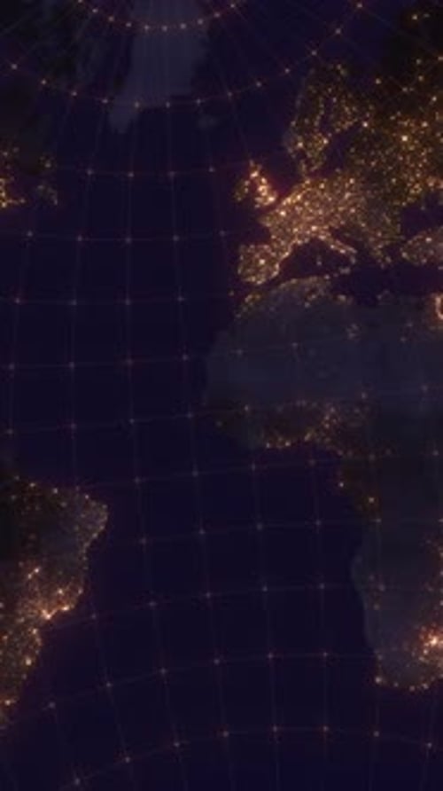 Rotating Earth with Night City Lights Animation