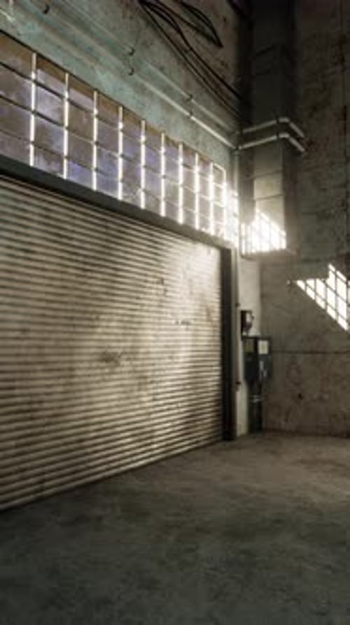 Desolate Garage With Closed Door