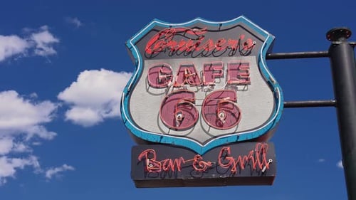 Cafe 66 Sign in the Williams Route 66 Town Cowboy Town Sign