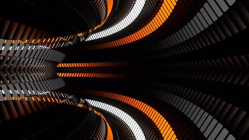 Partial Circular Moving Orange And White Neon Lines Background Vj Loop In 4K