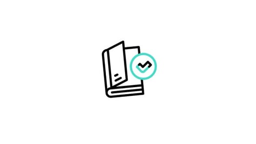 Animated Book Icon with Checkmark for Education Success