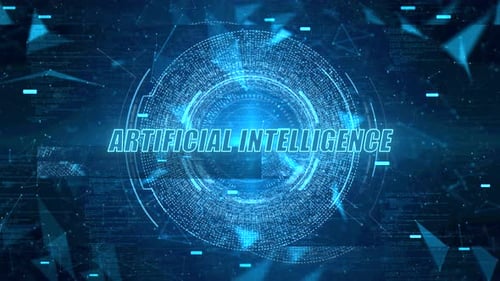 Cybernetic AI Eye with Futuristic HUD and Digital Data Streams