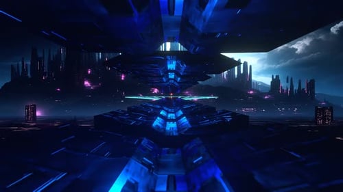 Futuristic Dark Cyberpunk City