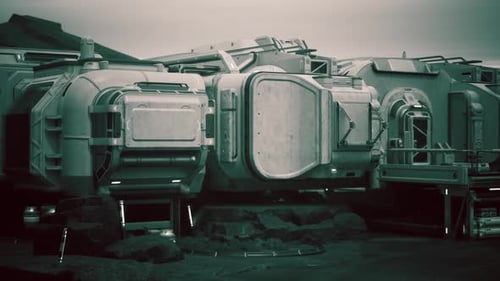 Futuristic Sci-Fi Modular Base on an Alien Planet