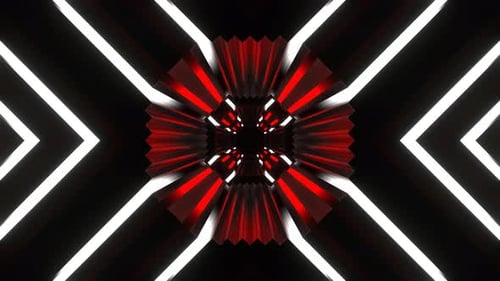Red And White Neon Lines Movement Tunnel Background Vj Loop In 4K