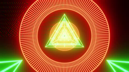 Sci Fi Vj Loop Background Tunnel In Motion With Green And Red Elements 4K