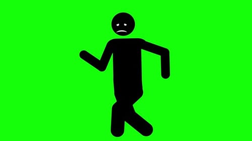 cartoon man walking sad – walk cycle with alpha channel
