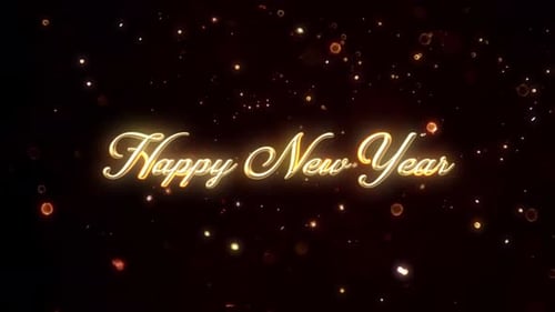 Elegant Golden Happy New Year Glowing Particles Title