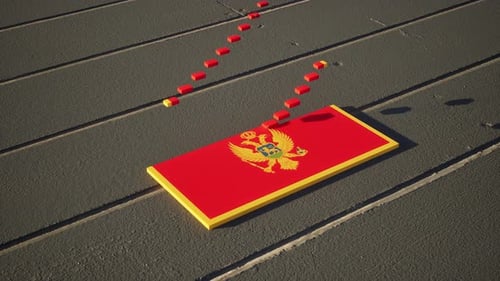 Montenegro Flag Reveal Animation with Domino Effect Blocks