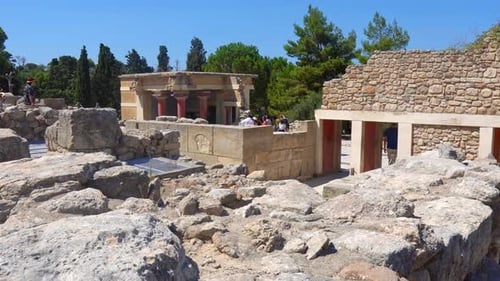 Ancient Minoan Ruins at the Palace of Knossos in Crete Greece