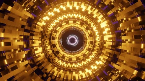 Abstract Futuristic Tunnel Animation with Dynamic Color Changes