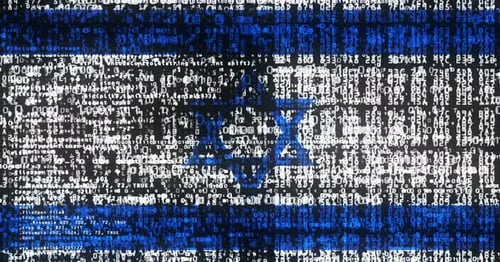 Futuristic Digital Data Code Forms Israel Flag Animation